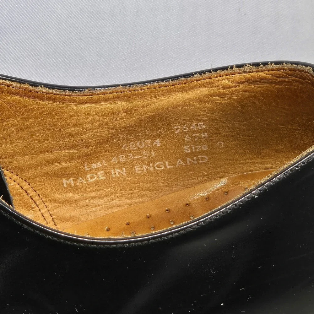Loake Brothers English Oxford Brogue Shoes Mens Size 9 UK Cap Toe Black Leather